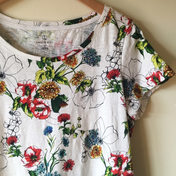Lands End floral cotton tshirt size XL 18 - Picture 2 of 4